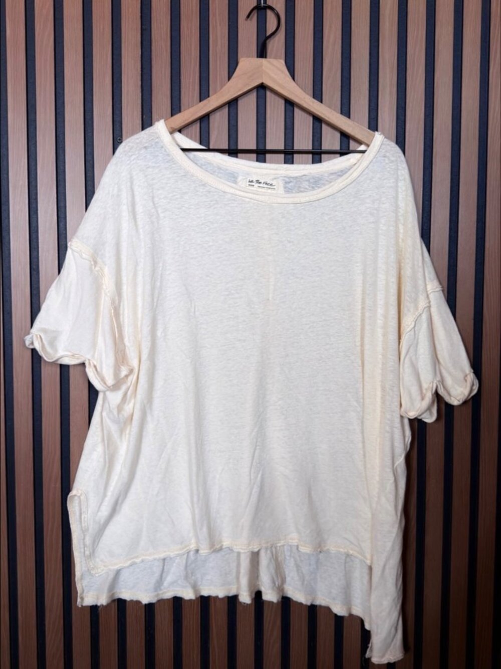 Free People Tunic Top Medium Womens Ivory Relaxed Fit Cotton Linen We The Free
